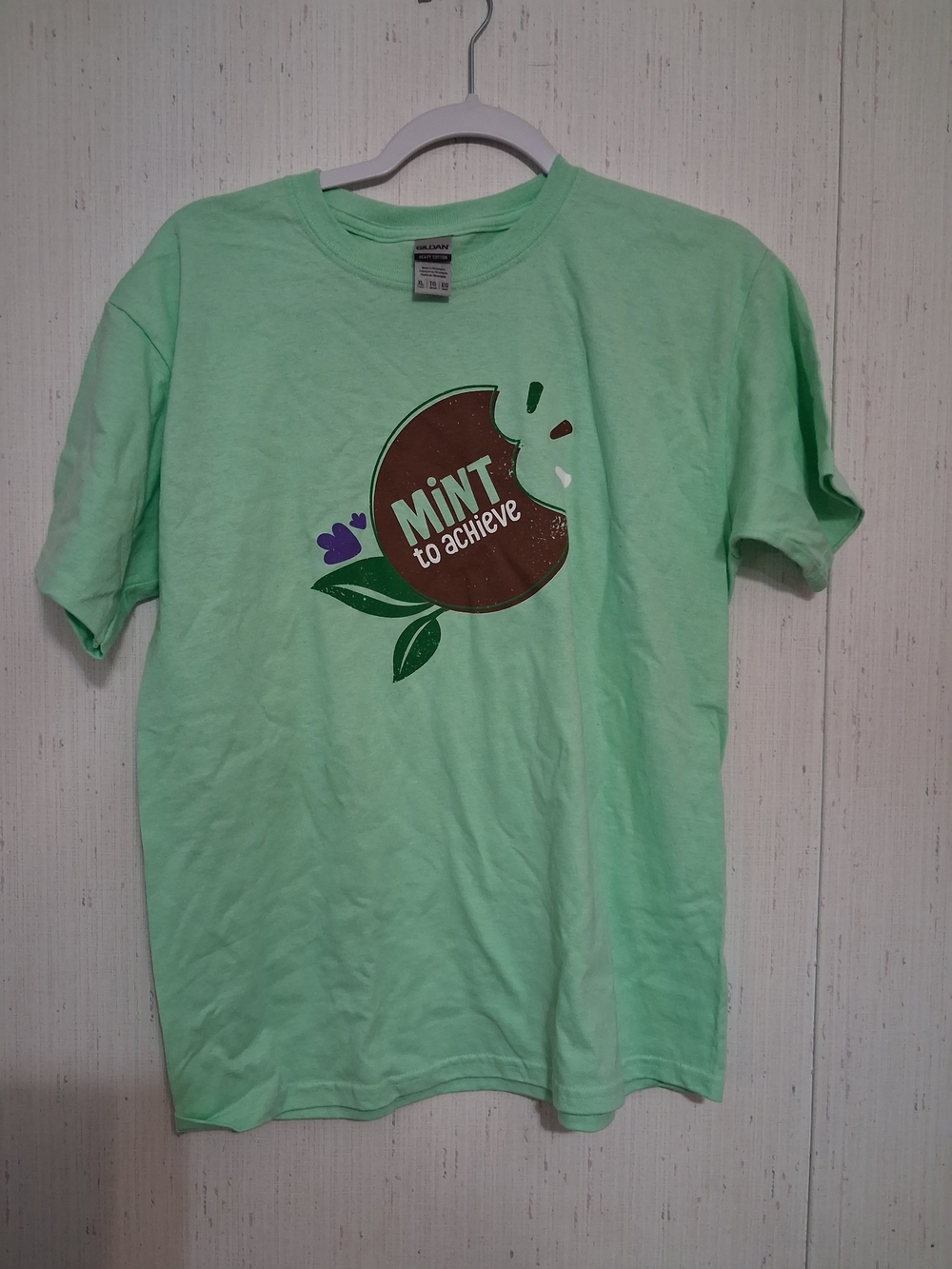 NEW Girl Scouts  MINT TO ACHIEVE green thin mint tee shirt girls size XL
